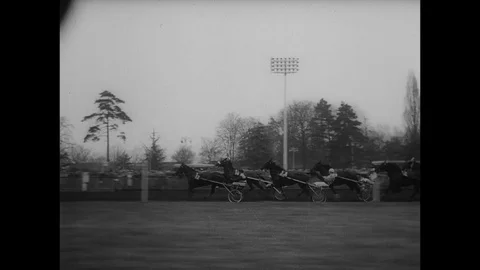 1964-Prix d'Amerique / Horse Racing / France / 1964 Stock Footage