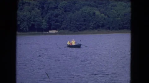 1964: rowboat on a river NIAGRA FALLS, NEW YORK Stock Footage