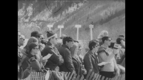 1965-Alpine Skiing World Cup / Descending Run / Vail / USA / 1965 Stock Footage