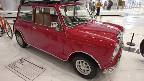 1965 Classic Mark I Mini Cooper British Vintage Compact Sports Car Stock Footage 338285614