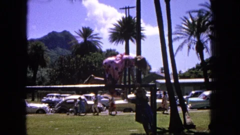 1965: Easter Molokai Whales Beach Parade Aloha Tower. Sunny Day At A Park Vídeos de archivo 120819924