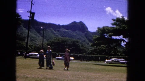 1965: Easter Molokai Whales Beach Parade Aloha Tower. Casual Day At The Park Vídeos de archivo 120819933