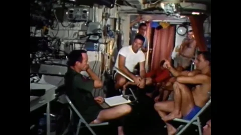 1965 - The first SEALAB II team begins decompression to the surface as the Stock Footage 79560436