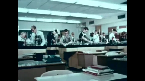 1965 - High school students are seen in science class. Stock Footage 95642441