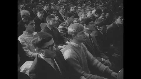 1965-Lyndon B. Johnson / Speech / Johns Hopkins University / USA / 1964 - 1965 Stock Footage