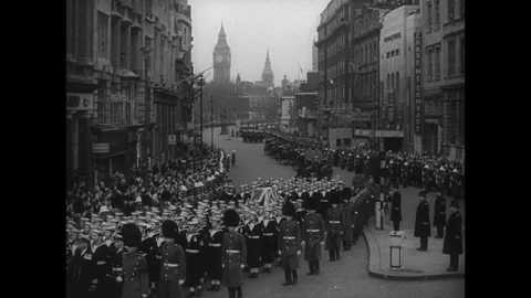 1965-Winston Churchill / Death / State Funeral / Great Britain / Jan 30, 1965 Stock Footage