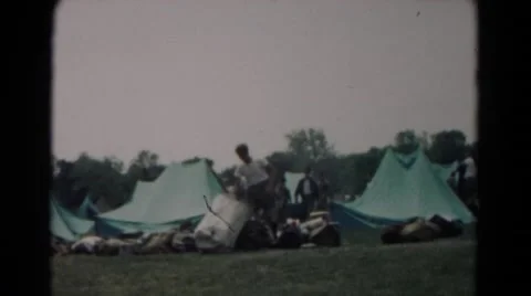 1966: army personnel with tents erected on grassy ground HAGERSTOWN, MARYLAND Stock Footage