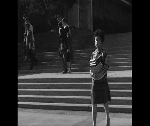 1966 - Coed students traverse UCLA campus. Stock Footage 125700460