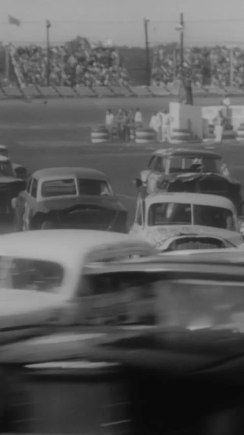 1966 - A demolition derby is held on a New York racetrack. Stock Footage 287569086