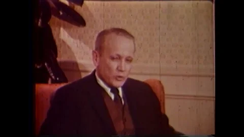 1966 - The host of a regular program on Social Security introduces a segment Video stock 102979640
