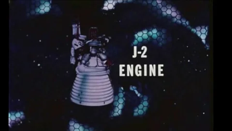1966 - A J-2 rocket engine undergoes qualification testing. Stock Footage 93331640