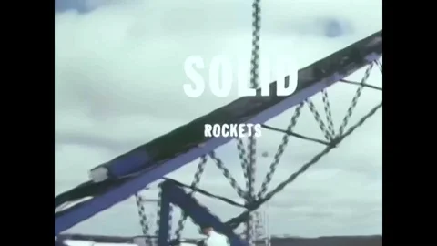 1966 - A rocket motor fueled by solid propellants is test fired. Nuclear powered Video stock 95641742