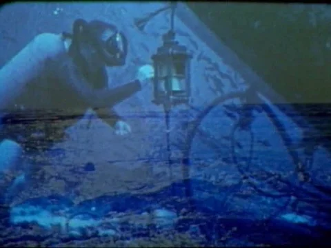 1966 - Scuba divers swim around SEALAB I underwater in Bermuda and United States Stock Footage