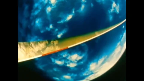 1967 - In this animated sequence, the Apollo 4 re-enters Earths atmosphere. Stock Footage 83059871