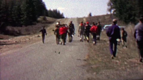 1967: Boy Scout Community Project Clean Up Litter on Roads Stock Footage 61894592