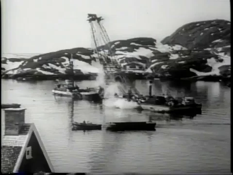 1967 Greenland uses tiny plastic balls to salvage ships Stock Footage 83568795