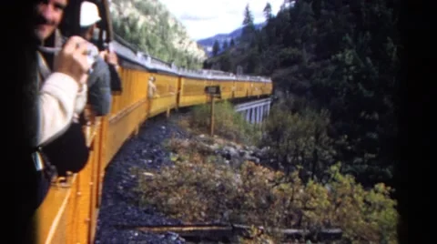 1967: head out of the train window looking at it turning away Stock Footage