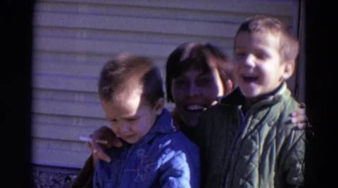 1967: mom and sons are saying hi LINCOLN, NEBRASKA Stock Footage