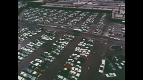 1967 - Photographs of a Self Service Postal Unit in a shopping center parking Stock Footage