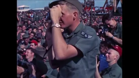 1967 - In a routine for the 8th Tactical Fighter Wing at a USAF air base in Ubon Stock Footage 155857919