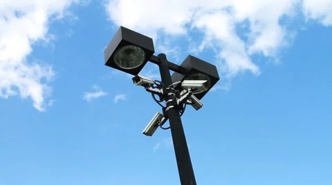 1967 Security Cameras on Light Pole Stock Footage 40480786