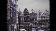 1967: Showing Historic European Buildings With Old Classic Cars On A Cloudy Day Stock Footage