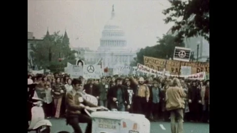 1967 Vietnam War Protest march on Washington Stock Footage