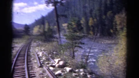 1967: view from back of train COLORADO Stock Footage