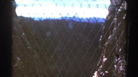 1967:COLORADO USA.Elevator Going Down Some Tall Mountain Behind A Gate Stock Photos