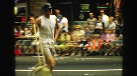 1968: the high school band practiced long and hard for their parade performance. Stock Footage
