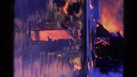 1968: house on fire WAUCONDA, ILLINOIS Stock Footage