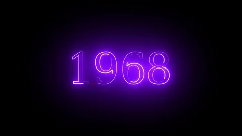 1968 neon line text. Abstract 1968 neon text animation, Glowing neon number.. Stock Footage 337831510