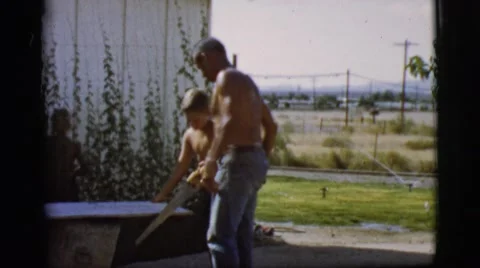 1968: a sawing scene is seen COTTONWOOD, ARIZONA Stock Footage