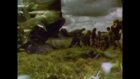 1968 - Troops are transported and a soldier dons lightweight body armor before Stock Footage