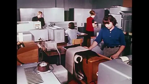 1968 - Women in the Soviet space program operate computers and other Stock Footage 155857992