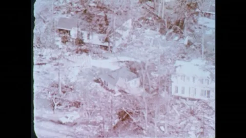 1969: Aerial view of aftermath. Stock Footage 74852572