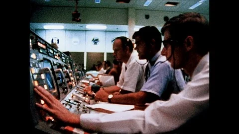 1969-Apollo 11 / Mission Control Center / 1969 Vídeo Stock 77958350