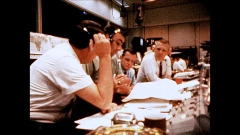 1969-Apollo 11 / Mission Control Center / Landing / 1969 Stock Footage