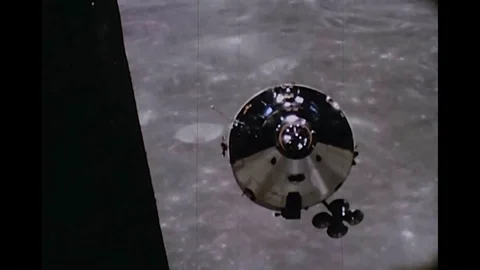 1969 - Apollo 11s lunar module is cut adrift once Buzz Aldrin and Neil Armstrong Video stock 86908950