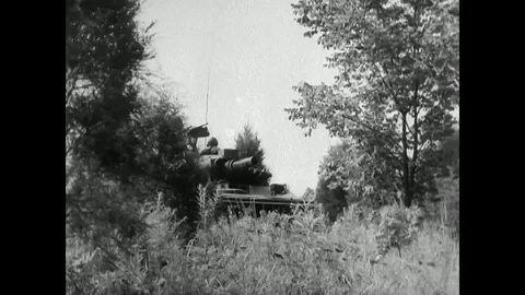 1969 - The commander gives a fire command, the gunner uses a fire control Stock Footage 79562806