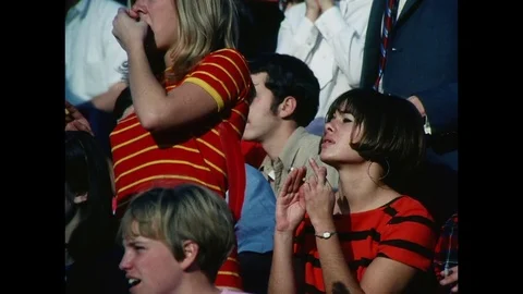 1969-Fan / Woman / Being Thrilled / USA / 1960 - 1969 Stock Footage