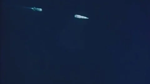 1969 launch of Apollo 11 astronauts N.Armstrong, B. Aldrin, M. Collins to th 動画素材 236663656
