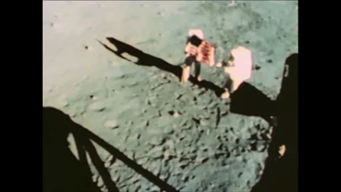 1969 - Michael Collins orbits the moon in the command module, and Neil Armstrong Video stock 85734808