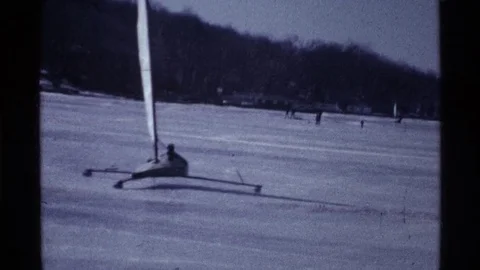 1969: The Small Board Comes to Water and Turns to Run Toward the Ocean Stock Footage 73565970