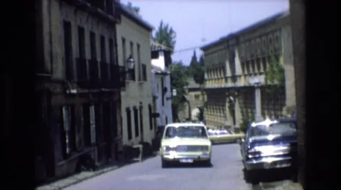 1969: Viewing of a Car Backing Up to Give a Man a Ride in Spain Vidéo 68606017