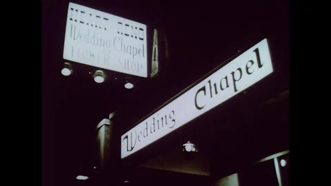 1969-Wedding Chapel / Illuminated Advertising / USA / 1969 Stock Footage