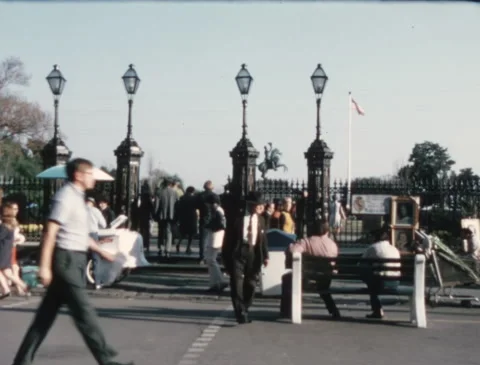 1970 CROWDS OF VISITORS AT JACKSON SQUARE IN NEW ORLEANS, LOUISIANA Stock Footage 296555257