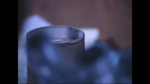 1970 - Entomologist looks through microscope and works at his desk at the 712th Stock Footage 226614055