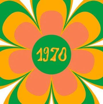 1970 good vibes flower vector clipart illustration Stock Illustration