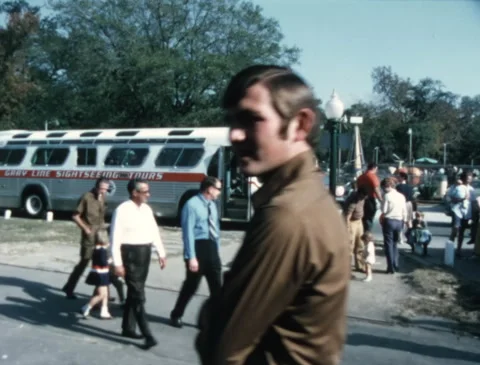 1970 GRAY LINE SIGHTSEEING BUSES IN NEW ORLEANS Stock Footage 296555159